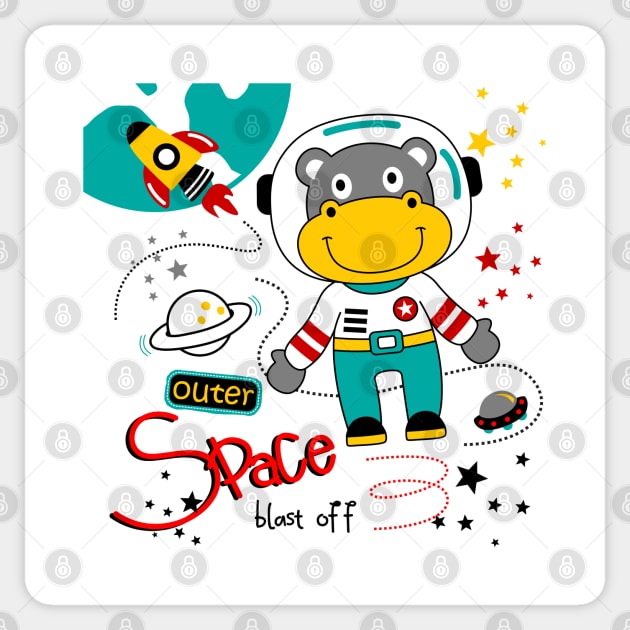 hippo outer space cartoon Sticker by Mako Design 